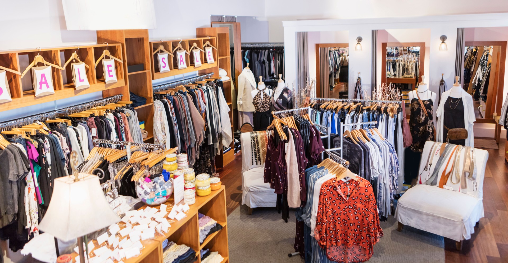 Interior of women's clothing store